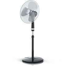 Brandson Standventilator 40cm, Ventilator Standfuß höhenverstellbar, hoher Luftdurchsatz, 3 Leistungsstufen, 80° Oszillation, Schwarz/Silber