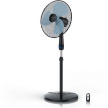 Brandson - Standventilator mit Fernbedienung 50W, leise, Ventilator höhenverstellbar, 30° neigbar , 3 Geschwindigkeitsstufen, Oszillation ca. 90°