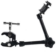 Jusch - Bras articulé pour moniteur, écran lcd, appareil photo reflex numérique, pince multiple avec pince de crabe, 11', noir
