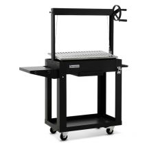 Brasero - Barbecue charbon et bois Galdana - Grille inox en v de 72,5 x 41 cm réglable en hauteur - Grill à manivelle, avec bac à graisses - Poignée