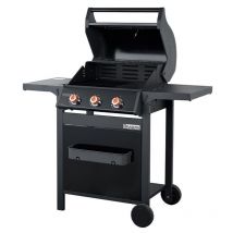 Brasero - Barbecue spring ii 3 Feux - Surface de cuisson mixte en Fonte émaillée - 1/2 plaque de cuisson - 1/2 grille de cuisson - 3 Brûleurs à gaz