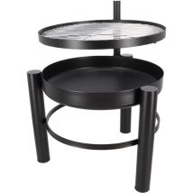 Braséro En Fer Noir Avec Grille De Cuisson – L 54 X P 66,5 X H 69 Cm – Acier Robuste Pour Cuisson Homogène – Usage Extérieur – Fancy Flames
