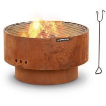 Uniprodo - Brasero extérieur - aspect rouille - avec 2 grilles - 60 x 60 x 34.5 cm Cheminée d'extérieur Brasero barbecue professionnel