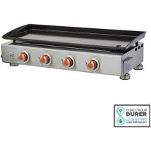 Brasero - Plancha Alicia ii 4 feux Surface cuisson 84 x 34 cm - 4 brûleurs - Plaque acier émaillée - Piezo intégré - Tiroir graisse - Jusqu'à 12