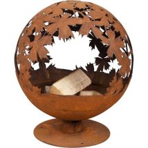 Esschert Design - Brasero rond en métal rouillé Feuilles