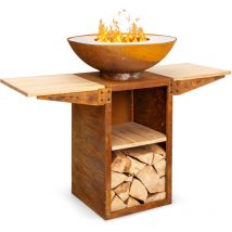 Brasero Exterieur pour le Jardin, Brasero Plancha Portable avec Grille de bbq et Bol en Acier, Brasero Barbecue avec Foyer pour le Camping, Brûleur à