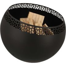 Fancy Flames - Brasero Sphère Design En Métal Noir - Ajouré Pois