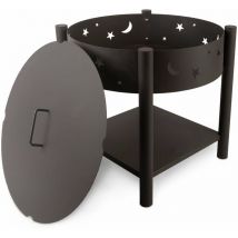 Floordirekt - Braséro Kauri Bole à feu Rond 4 pieds robustes Avec motif Couvercle inclus ø 60 cm