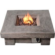 Braséro de jardin à gaz chauffage extérieur - Effet bois - Avec housse de protection - Roches de lave marron - 40,000 btu - 89 x 89 x 29 (cm)