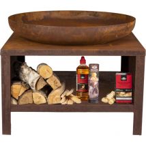 Fancy Flames - Braséro en métal avec range bois 80 cm