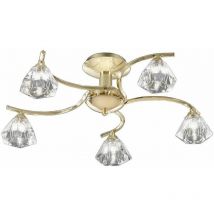 Franklite - Brass ceiling light in crystal Twista 5 Bulbs