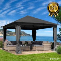 Brast - Pavillon Aluminium Infinity 3x4m Grau inkl. Moskitonetz wasserdicht stabil UV-Schutz