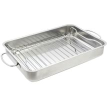 ELO Brat- und Auflaufform mit Grilleinsatz – Edelstahl – 34x24 cm – 2,9 l Volumen – Backofengeeignet bis 240°C – Spülmaschinengeeignet