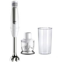 MQ7020 wh Mixeur plongeant 1000 w sans bpa, réglage de la vitesse en continu, avec blender blanc, argent - Braun