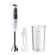 Braun - 4193-MQ3105B hb wh Frullatore ad immersione 750 w con misurino, con Shaker, Funzione turbo Bianco/Grigio