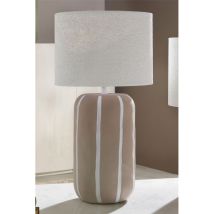 Braune Melonen-tischlampe Mit Weißen Linien, 47 Cm, 25 Cm Breit X 47 Cm Hoch
