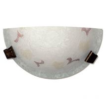 Braune Wandleuchte mit Haken und bernsteinfarbenem Bruchglas