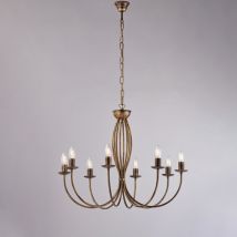 Botte - Kronleuchter aus braun lackiertem Eisen mit antikem Golddekor, 8 Lichter 120 - Ø74 - BL147-8-BR