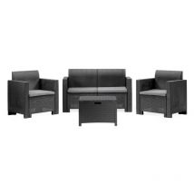 Lounge-Set für den Außenbereich Venere, Garten-Set mit Kissen, Lounge-Set für den Innenbereich in Rattan-Optik, 100 % Made in Italy, Anthrazit
