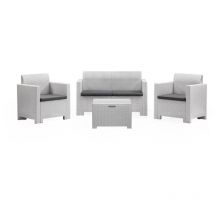 Lounge-Set für den Außenbereich Venere, Garten-Set mit Kissen, Lounge-Set für den Innenbereich in Rattan-Optik, 100 % Made in Italy, Weiß