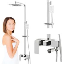 Silla Duschset CUBO – Chrom – Messing – 150 cm – Handbrause – quadratische Regenbrause – einfach zu installieren