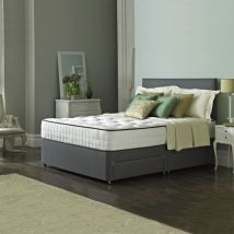 Bravo Divan Bed Set with High Density Open Spring Memory Foam Mattress - 5FT Size / Dark Grey Cotton / 2 Drawers (on Same Side) / No Headboard