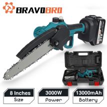 3000w 21v 8 Pouces Scie Électrique Tronçonneuse Avec 1/2 Batterie Huile De Pulvérisation Outil De Travail Du Bois Rechargeable Pour Makita 18v 