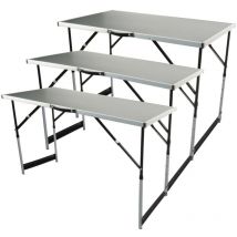 Brüder Mannesmann - Multifunction Folding Table Set Aluminum 3 pcs