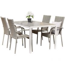 Break set de jardin table 90x205cm gris, 4 chaises Anna gris.