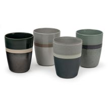 Set De Tasses De Tasses À Thé De 4 Pièces - Tasses De En Céramique De Couleurs Avec Design De Rayures - Chaque De 200 Ml De Capacité - Bredemeijer