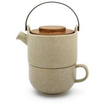 Tea-for-one Umea Beige / Acacia Coperchio 142024 - Bredemeijer