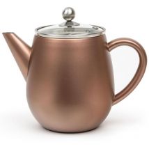 Bredemeijer - Tetera de acero inoxidable de doble pared de 1,1 litros, tetera de acero inoxidable con tapa de cristal y filtro de té, para disfrutar