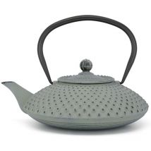 Bredemeijer - Tetera plana de hierro fundido Asia de 1,25 litros, color verde claro, gran jarra esmaltada para inducción con filtro de acero