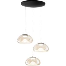 Brena - Fabas Luce 3-flammige runde Pendelleuchte - 30 W dimmbare LED - Cognacfarbene runde Deckenrosette D. 35 cm