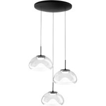 Brena - Fabas Luce 3-flammige runde Pendelleuchte - 30 W dimmbare LED - Transparente runde Deckenrosette d. 35 cm