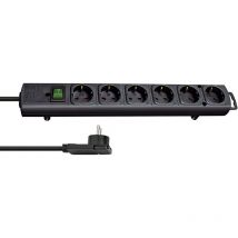 1153300100 Steckdosenleiste mit Schalter 6fach Schwarz Flachstecker 1 St. - Brennenstuhl