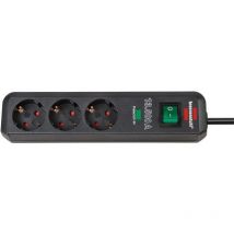 Brennenstuhl - 1158820315 eco-line barre multiprise avec 3 prises, protection anti-surtension et câble H05VV-F 3G1,5 anthracite 13