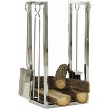 Holzkette 4 Edelstahl 6x1x54 cm – Silber – Innendekoration