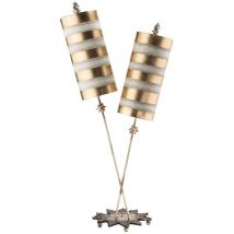 Tischlampe Beistellleuchte Wohnzimmerleuchte Bodenlampe 2xE27 Blattgold taupe