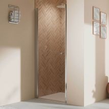 Elana 2.0 Drehtür 900mm Klarglas inklusive cer+ Antikalkbeschichtung Anschlag links für Nischen, Aluminium Chromeffekt - Breuer