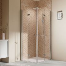 Breuer - Elana 2.0 Eckeinstieg 1000x1000mm Klarglas inklusive cer+ Antikalkbeschichtung Drehfalttür 4-teilig, Alu. Chromeffekt