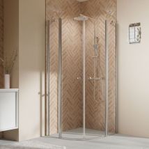 Elana 2.0 Runddusche 900x900mm Radius 550mm Klarglas inklusive cer+ Antikalkbeschichtung Drehtür 4-teilig, Silber matt - Breuer