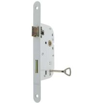 BRICARD Einsteckschloss – 50 mm Achse – 2 geriffelte Schlüssel – Stahl – Weiß – 230 mm Höhe – 20 mm Breite – 354 g