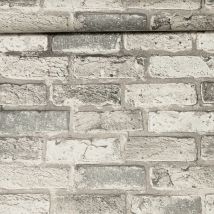 Ugepa - Brick Effect Distressed Grey Charcoal Textured Vinyl Wallpaper 325446