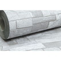 PS - Rustic Brick 3D Effect White Light Medium Grey Textured Feature Wallpaper