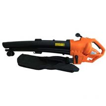 Soffiatore Aspirapolvere a Foglie Alimentato da Un Motore Elettrico Da 3000 w, Sacchetto di Raccolta 35 l Nero e Arancione - Bricoferr