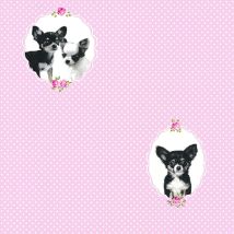BRICOFLOR Papier peint animaux Papier peint enfant Papier peint intissé Rose Anthracite - 10,05 x 0,53 m