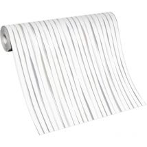 BRICOFLOR Papier Peint bande verticale gris clair et blanc Tapisserie intissée pour couloir, chambre & plus Papier peint à rayures