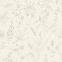 BRICOFLOR Papier peint blanc et beige | Papier peint feuille & fleur pailleté | Papier peint couloir & chambre | Papier peint clair intissé - 10,05 x