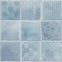 BRICOFLOR Papier peint carreaux de ciment | Papier peint salle de bain & cuisine | Papier peint bleu marine | Papier peint imitation carrelage